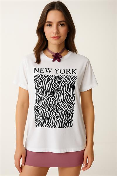 Zebra Desen Baskılı Oversize Tshirt