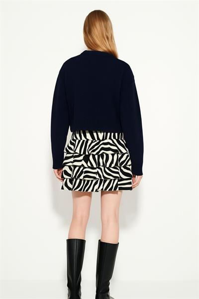 Zebra Desenli Katlı Etek