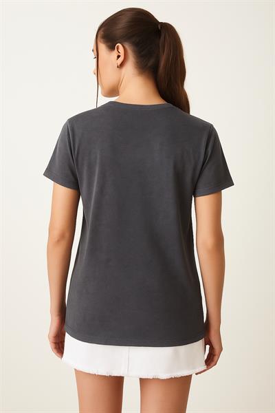 Zikzak Desen Baskılı Oversize Tshirt