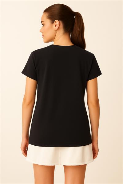 Zikzak Desen Baskılı Oversize Tshirt