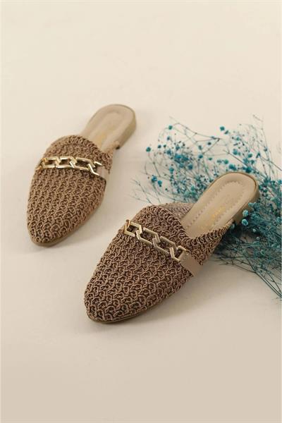 Zincir Tokalı Örgülü Terlik