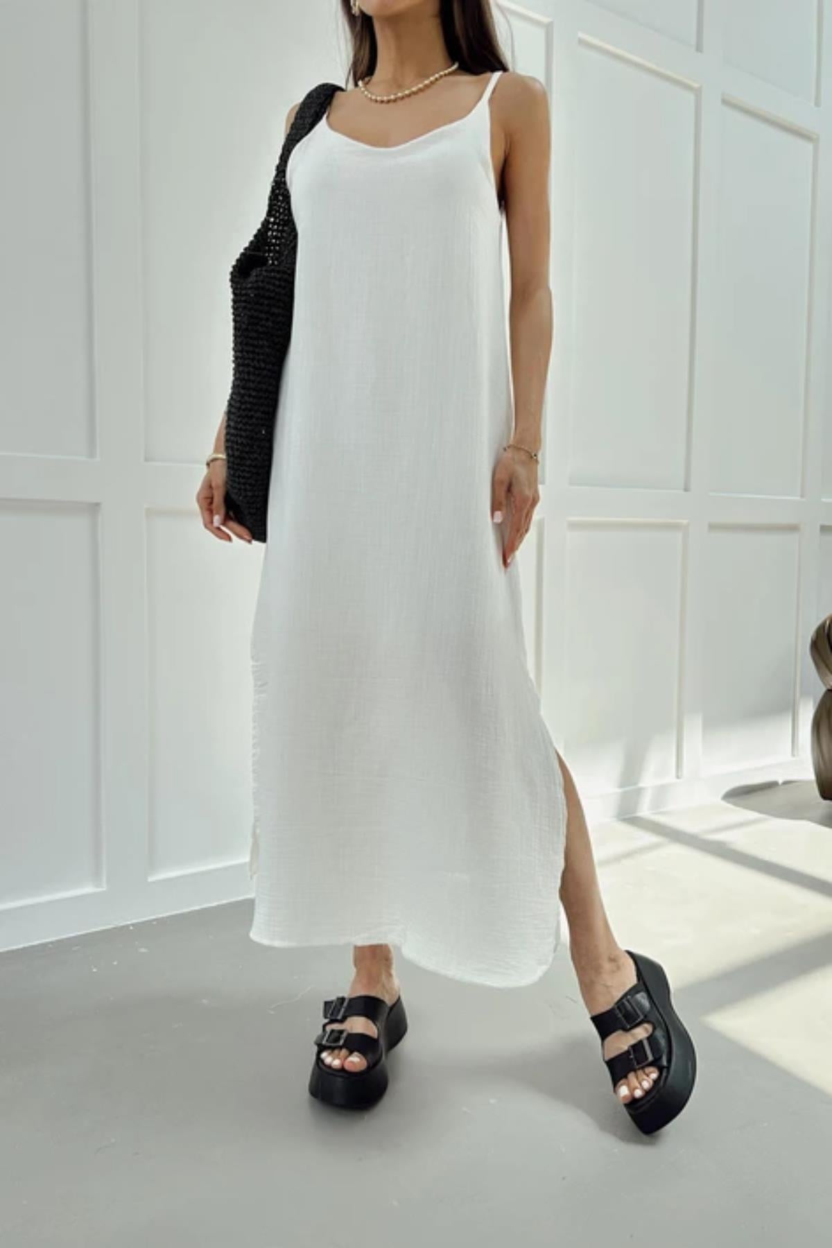 Askı Ayarlı Oversize Müslin ElbiseKADIN ELBİSE