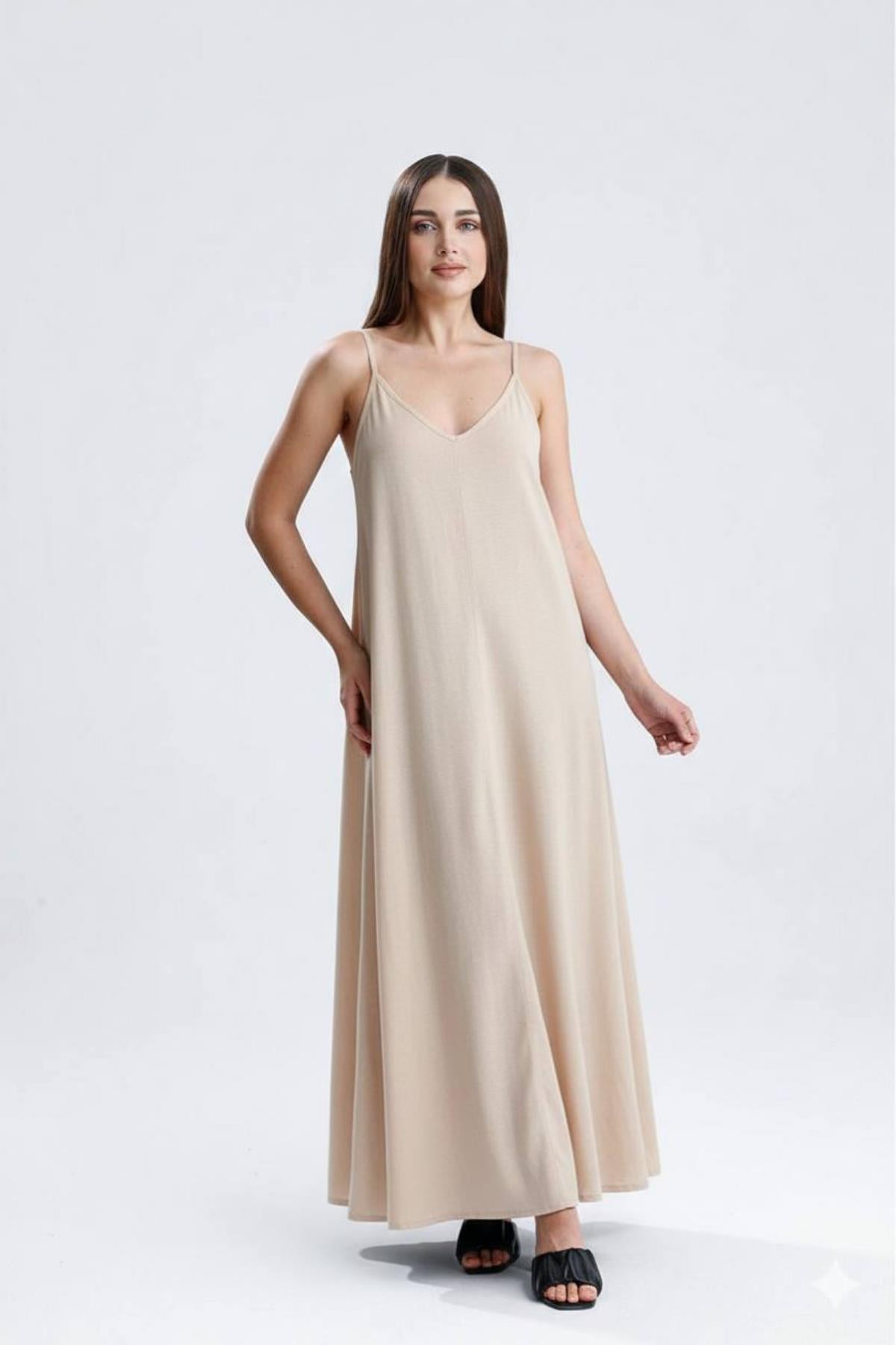 Askılı Uzun ElbiseKADIN ELBİSE