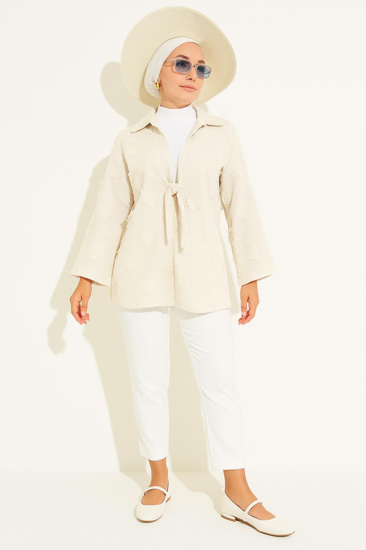 Bağlamalı Nakış İşlemeli KimonoKADIN KİMONO & KAFTAN