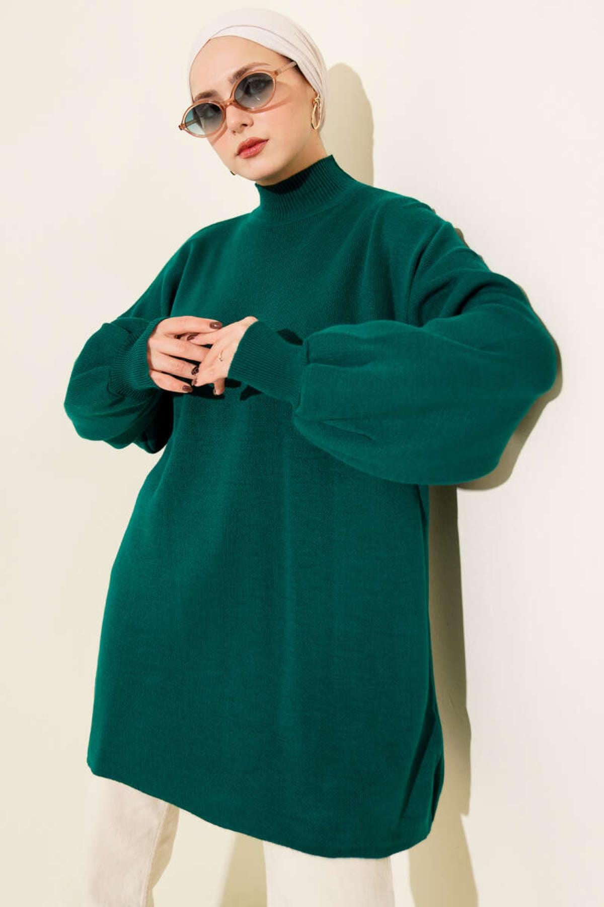 Balıkçı Yaka Balon Kol Triko TunikKADIN TUNİK