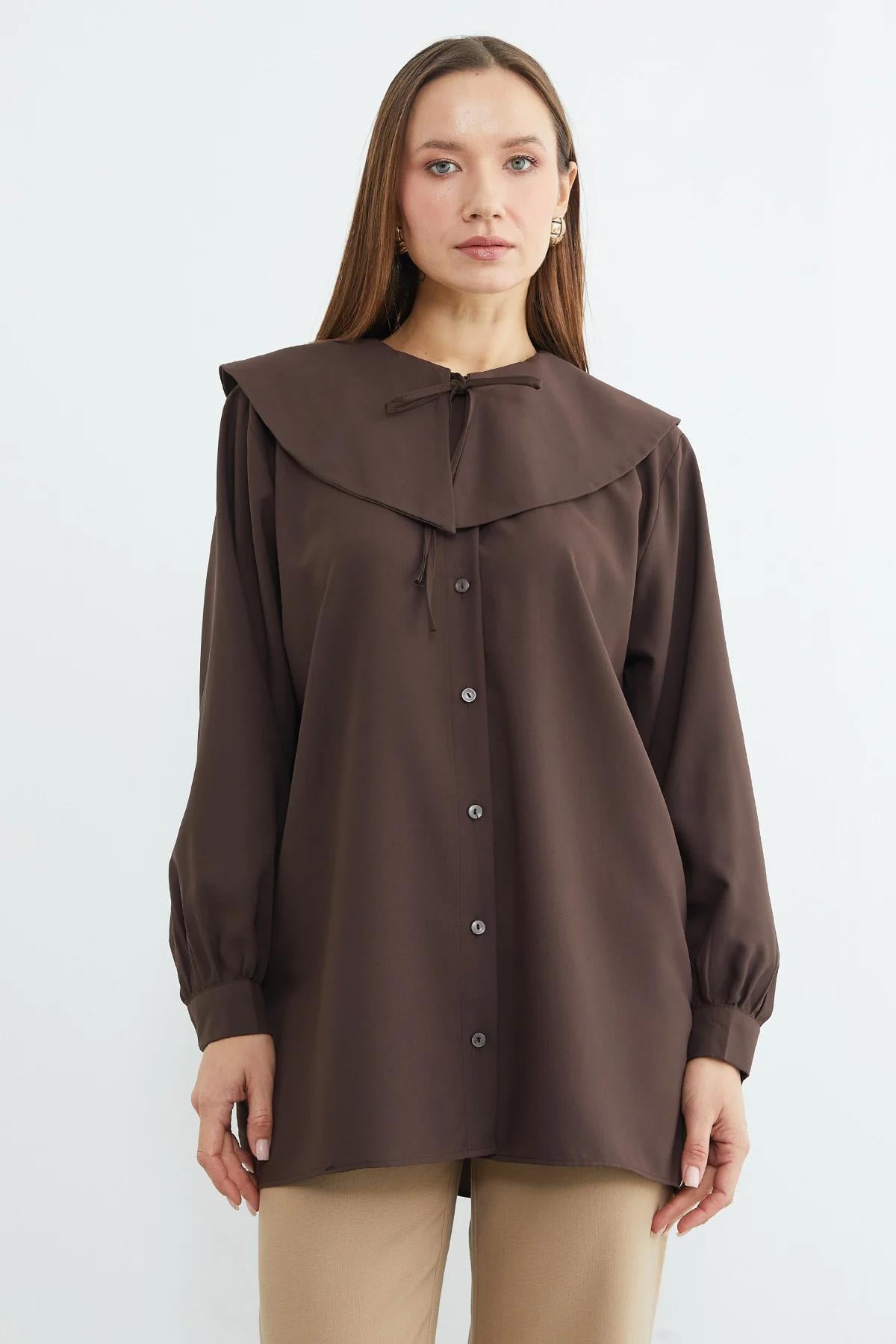 Bebe Yaka Bağlamalı Balon Kol TunikKADIN TUNİK