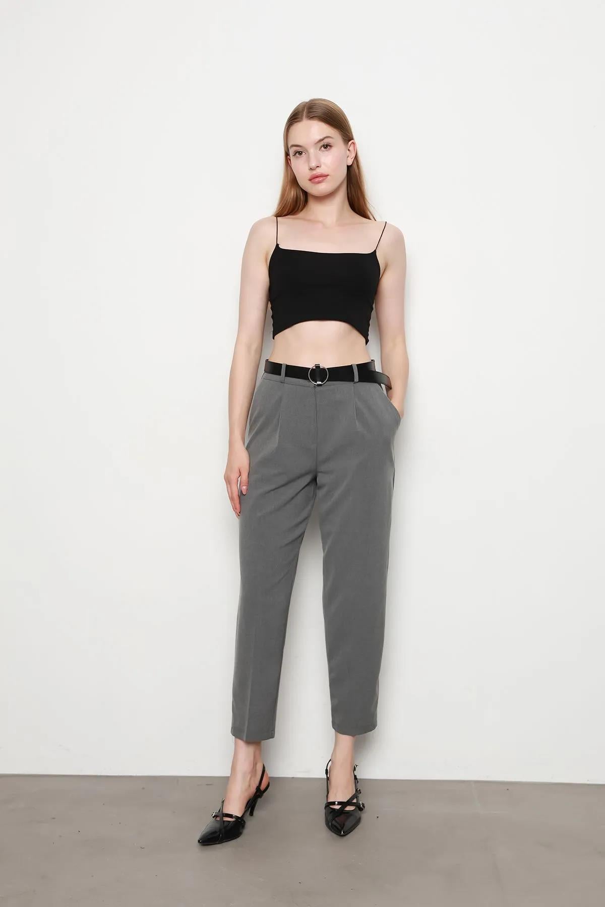 Beli Lastikli Kemerli PantolonKADIN PANTOLON