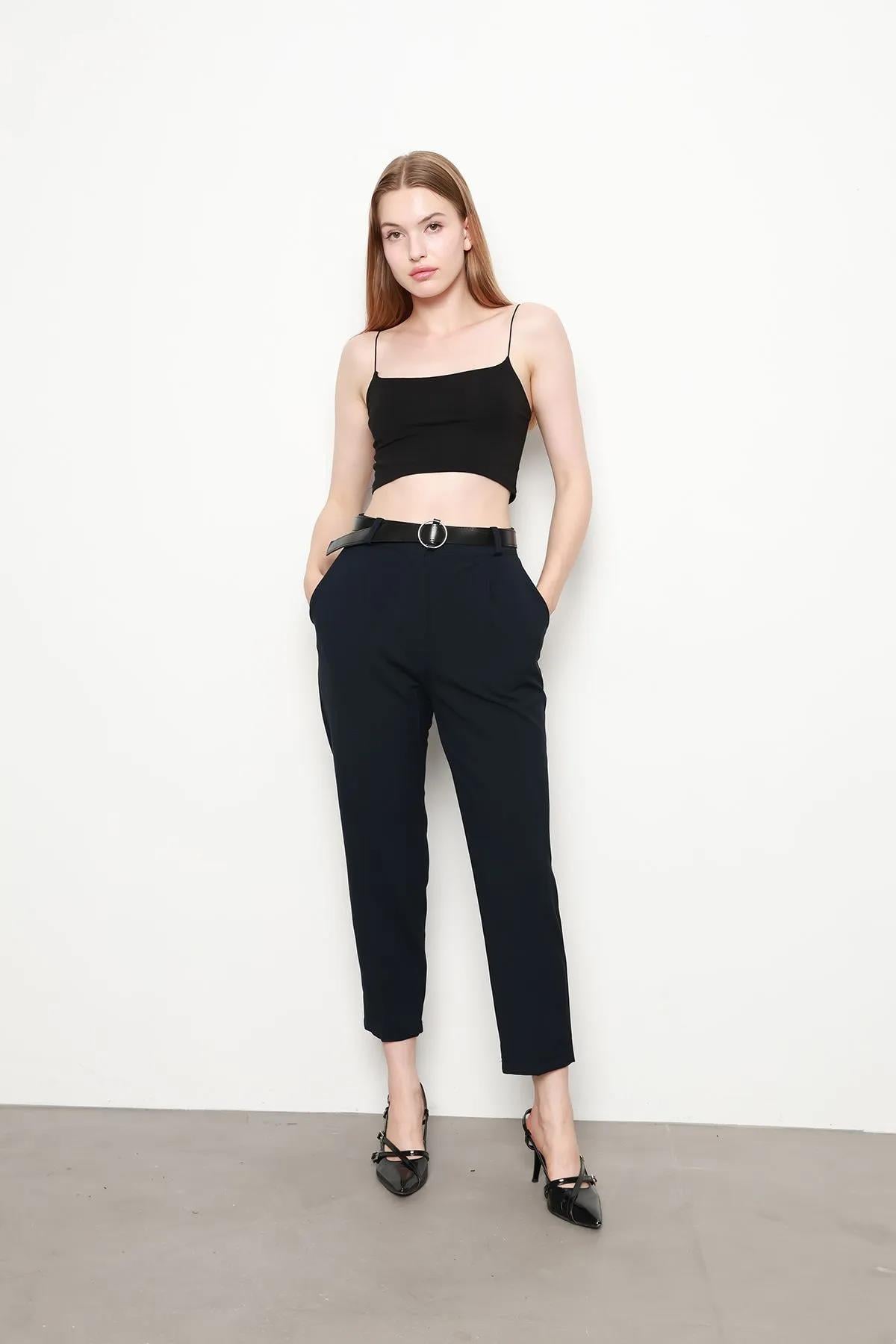 Beli Lastikli Kemerli PantolonKADIN PANTOLON