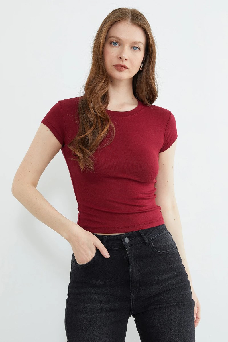 Bisiklet Yaka Kısa Kol BodyKADIN BODY