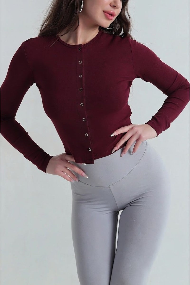 Çıtçıtlı Uzun Kol BluzKADIN BLUZ