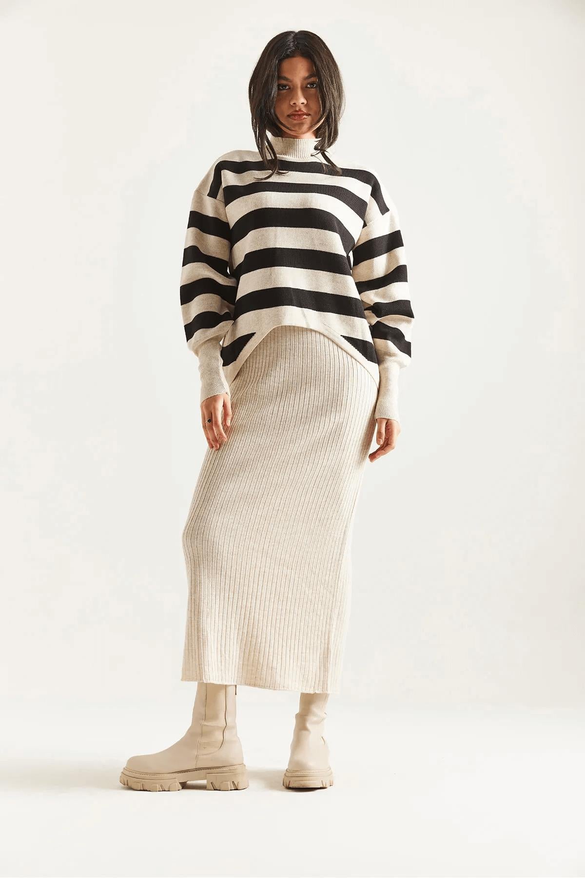 Çizgili Triko TakımKADIN ELBİSE