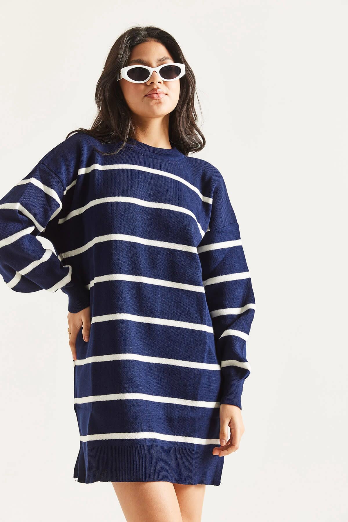 Çizgili Triko TunikKADIN TUNİK