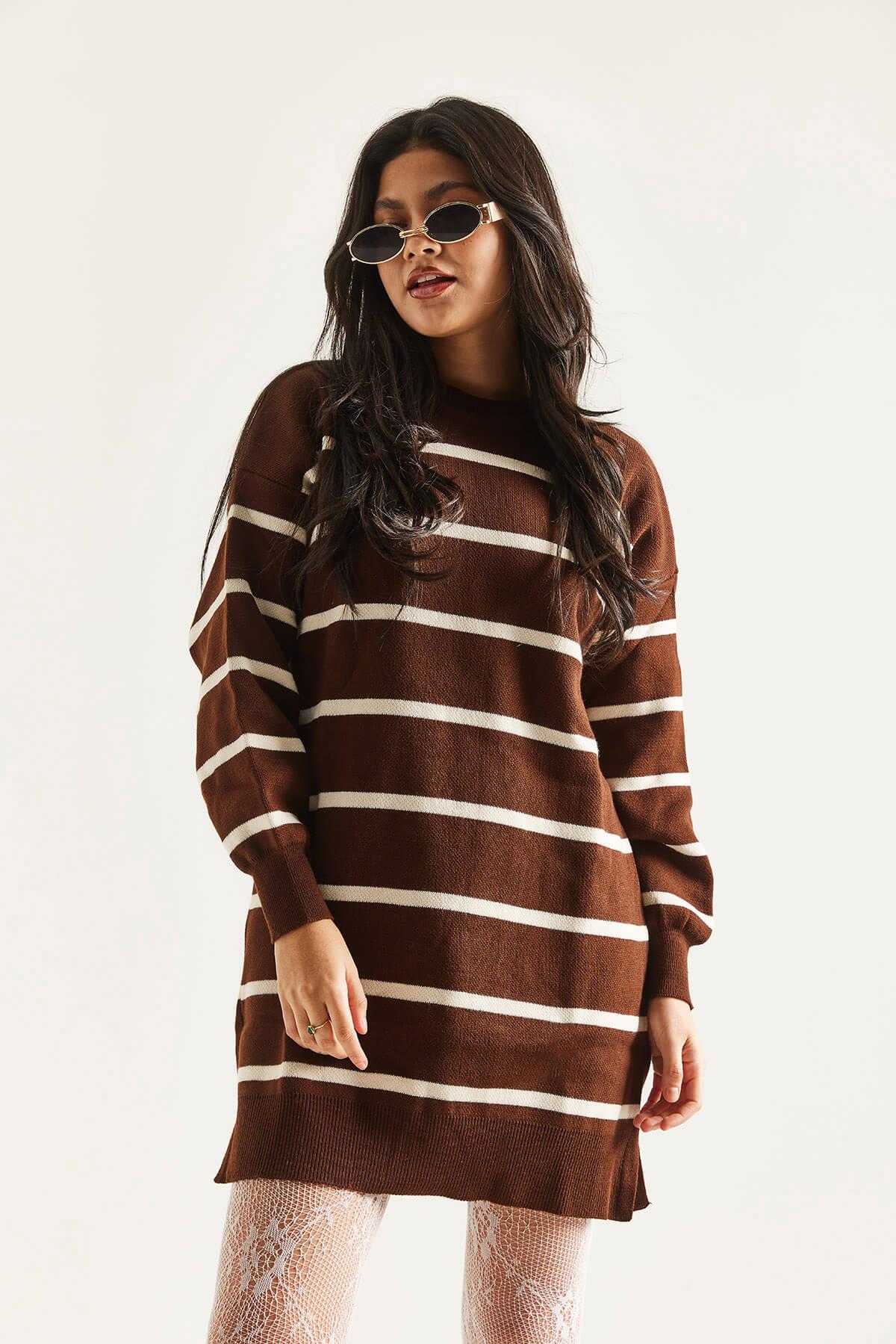 Çizgili Triko TunikKADIN TUNİK