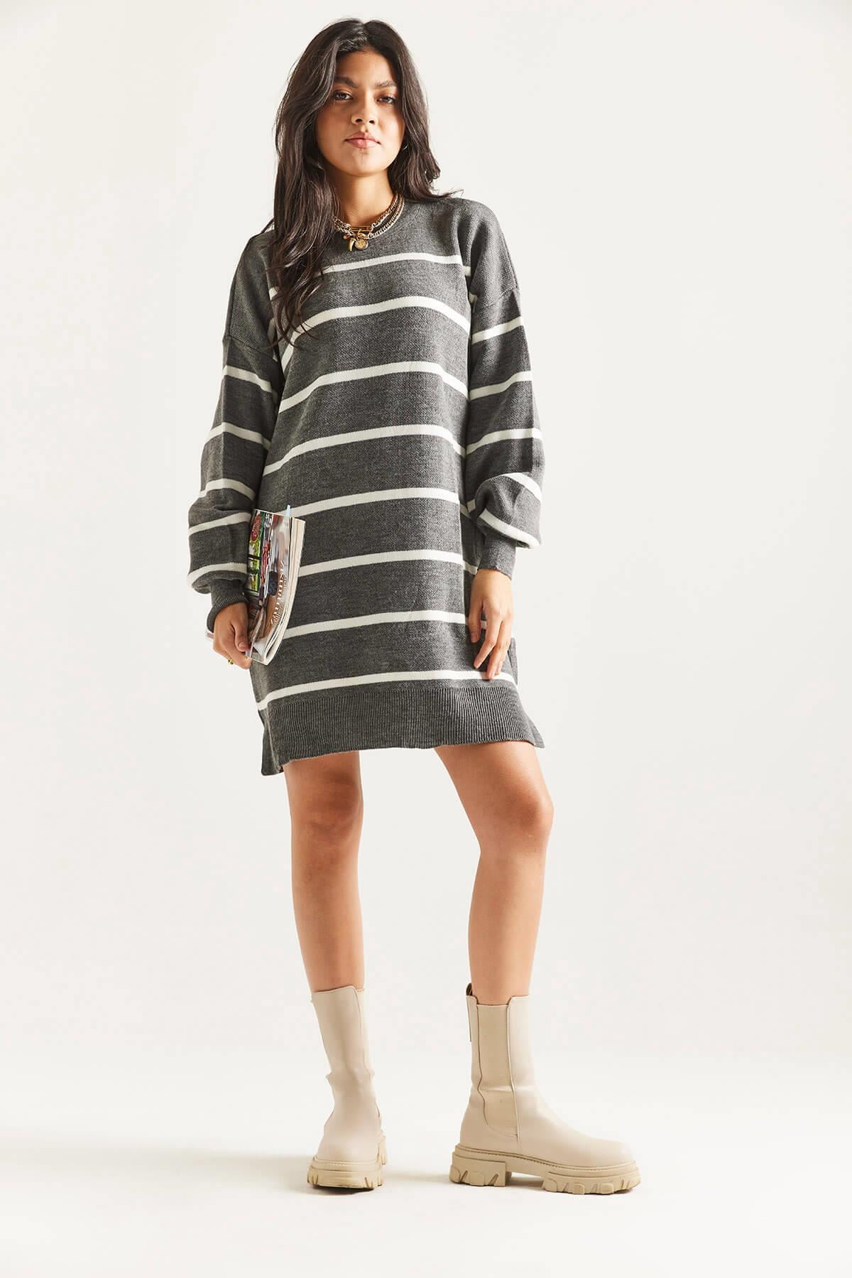 Çizgili Triko TunikKADIN TUNİK