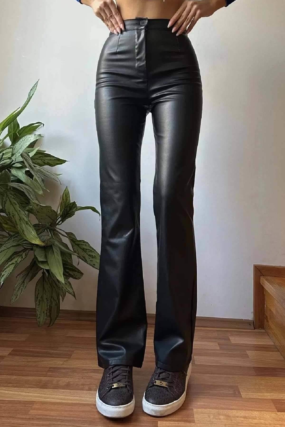 Deri Ispanyol Paça PantolonKADIN PANTOLON