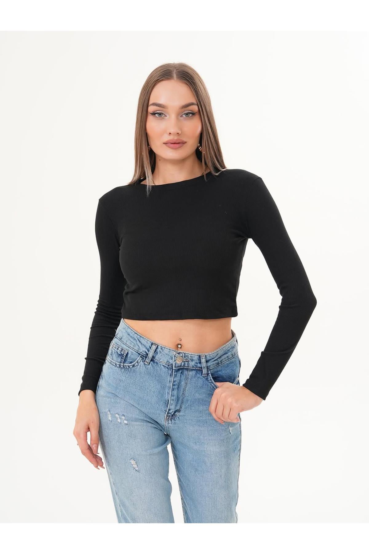 Düz Basic Kaşkorse Kumaş Bisiklet Yaka BodyKADIN BODY