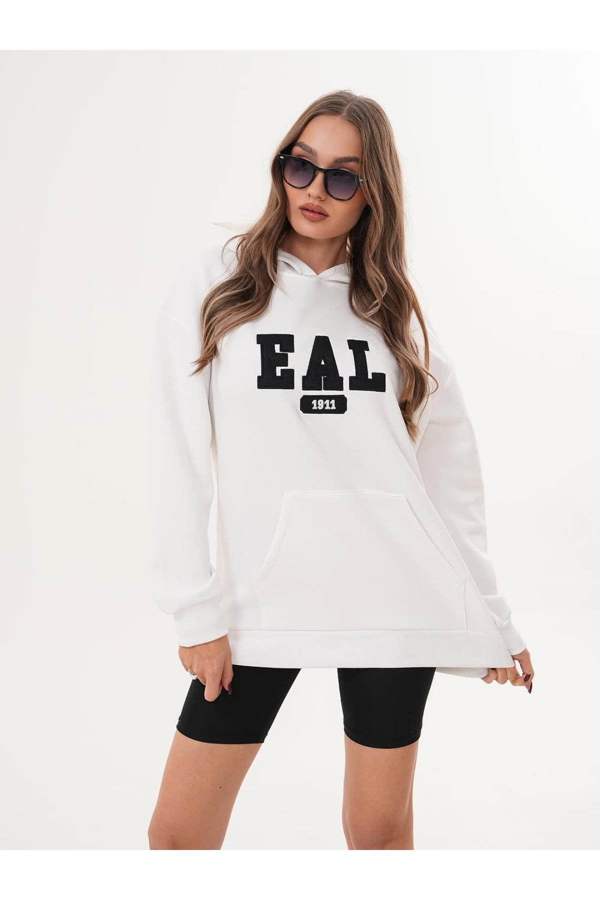 EAL Nakış İşlemeli Kapüşonlu SweatshirtKADIN SWEATSHİRT