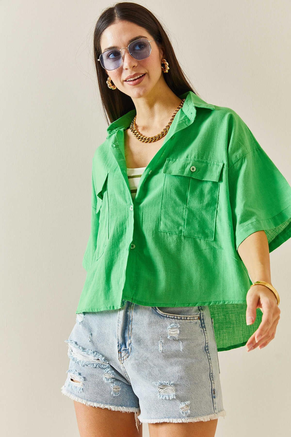 Fakir Kol Çift Cep GömlekKADIN GÖMLEK