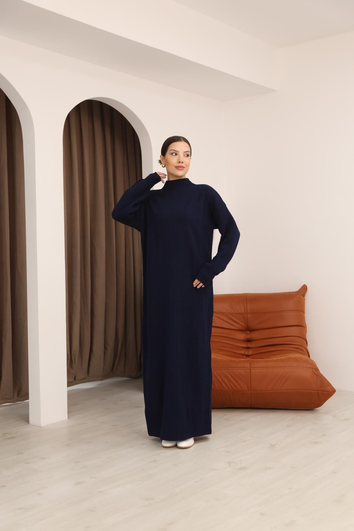 Fitilli Dik Yaka Triko ElbiseKADIN ELBİSE