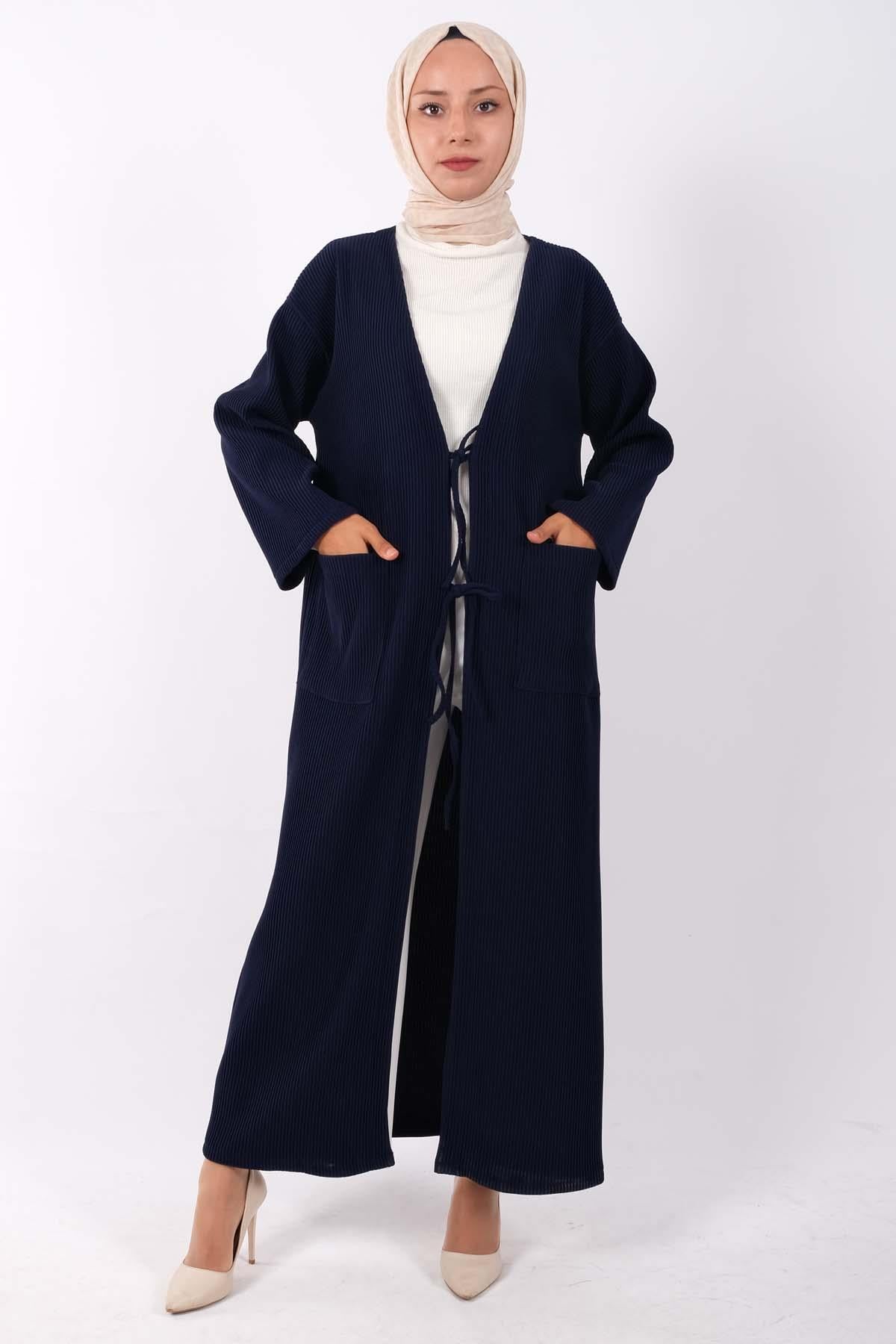 Fitilli Önden Cepli Bağlamalı KimonoKADIN KİMONO & KAFTAN