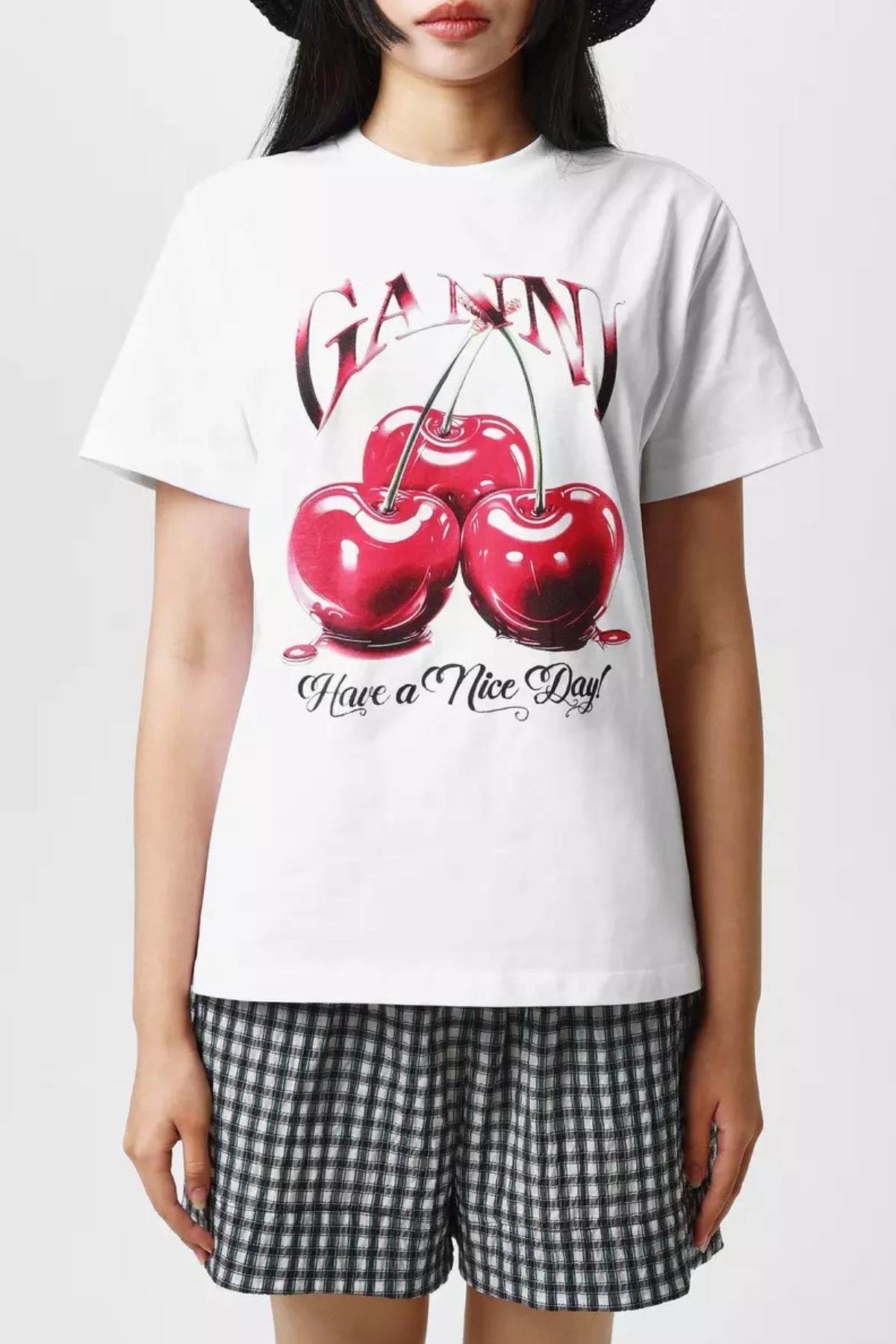 Ganni Kiraz Baskılı TshirtKADIN T-SHİRT