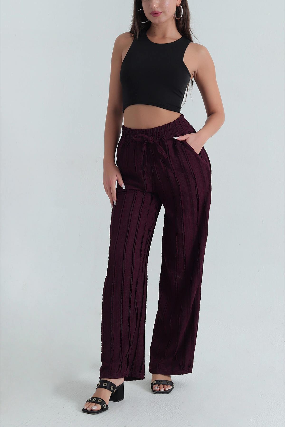 Geniş Paça Pileli Belden Bağlamalı PantolonKADIN PANTOLON