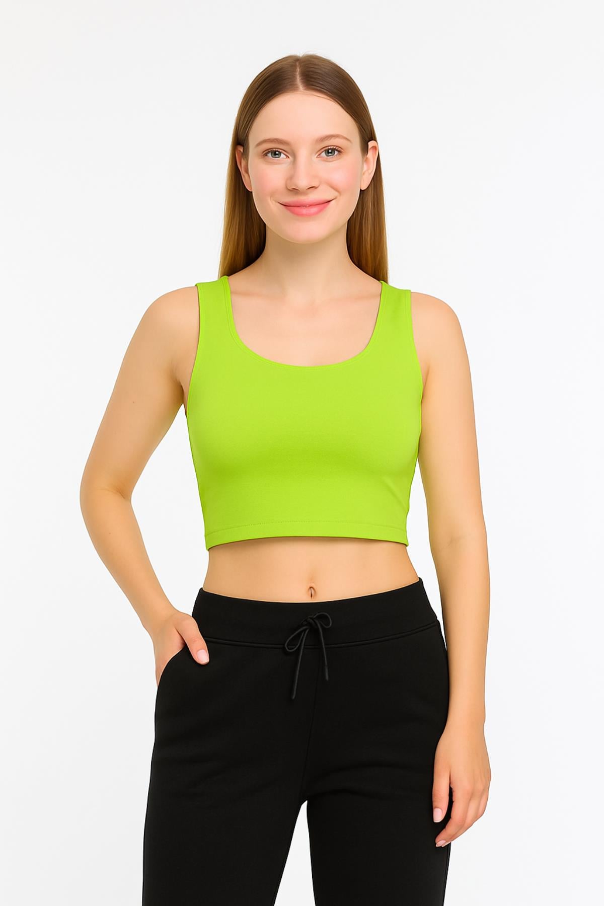 Kare Yaka Crop BluzKADIN BLUZ