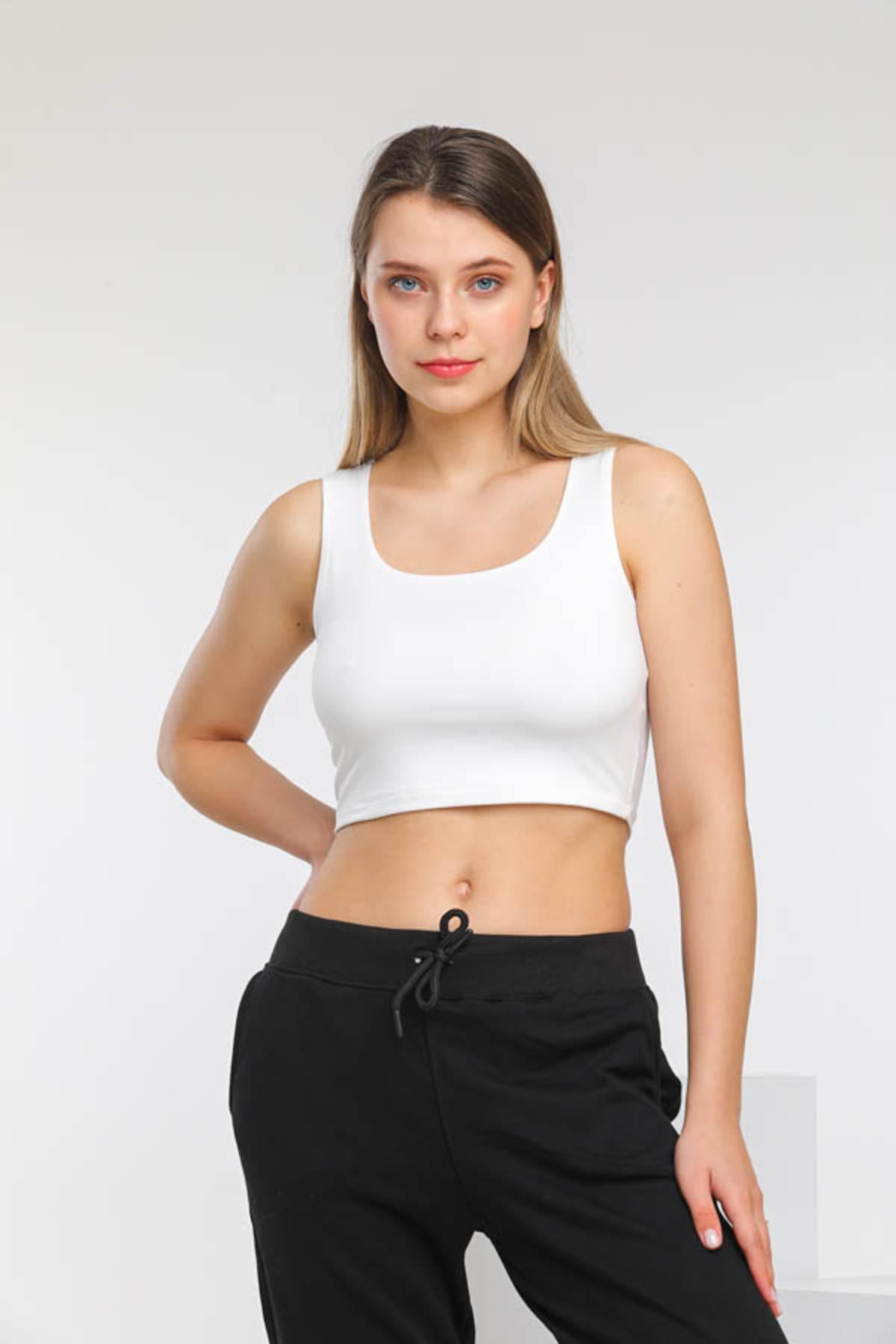 Kare Yaka Crop BluzKADIN BLUZ