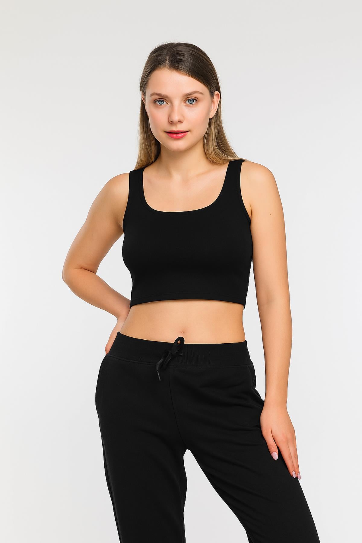 Kare Yaka Crop BluzKADIN BLUZ