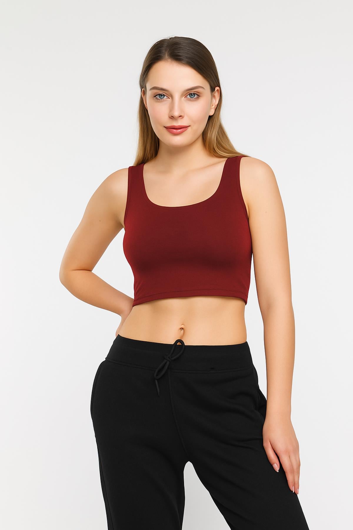 Kare Yaka Crop BluzKADIN BLUZ