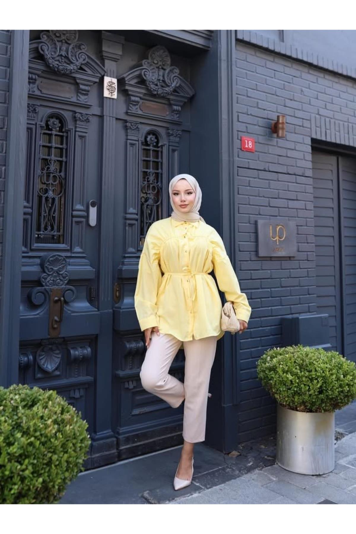 Kemerli Düğmeli Kat Kat TunikKADIN TUNİK