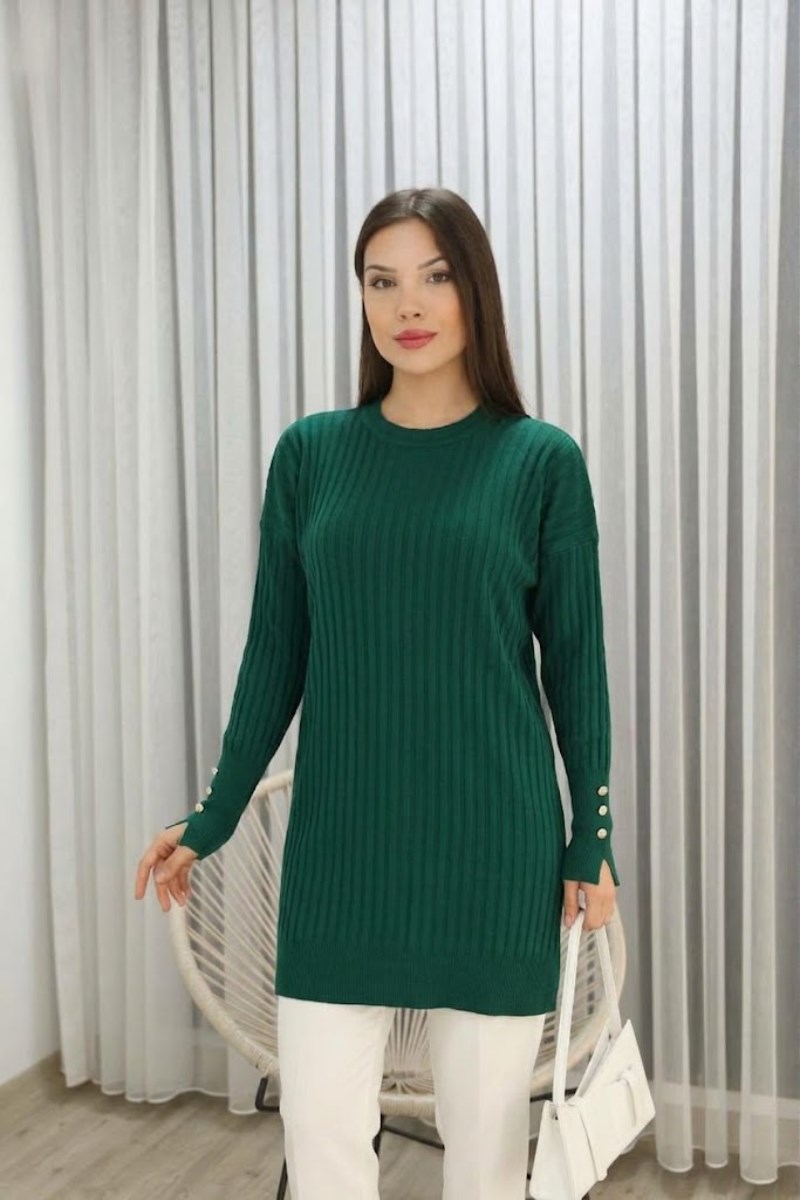 Kolları Düğmeli Fitilli TunikKADIN TUNİK