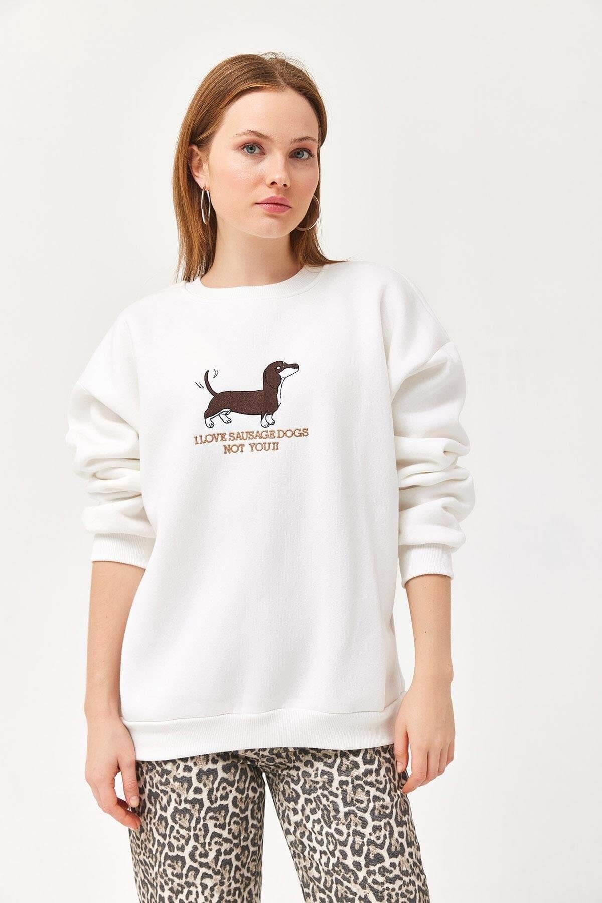 Köpek Baskılı SweatKADIN SWEATSHİRT