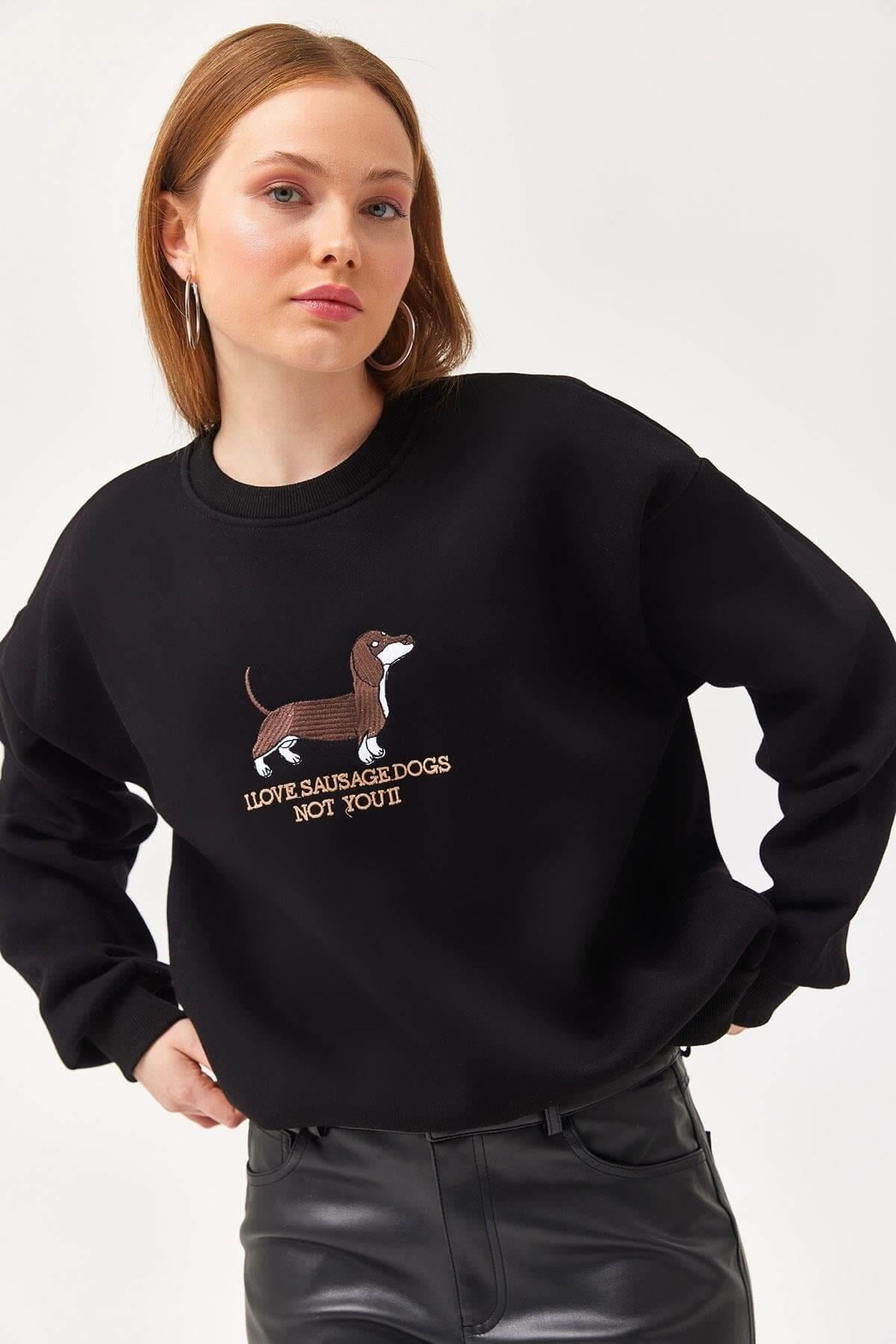 Köpek Baskılı SweatKADIN SWEATSHİRT