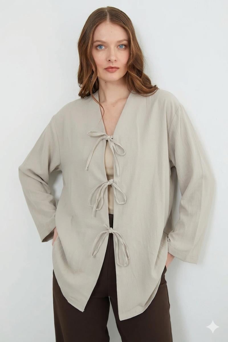 Önü Bağlamalı Salaş KimonoKADIN KİMONO & KAFTAN