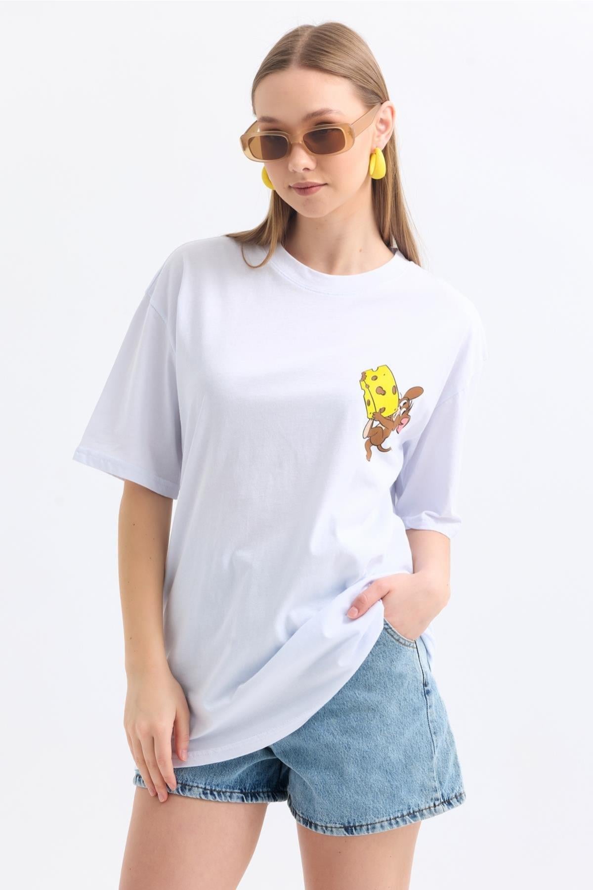Önü ve Arkası Jerry Baskılı TshirtKADIN T-SHİRT