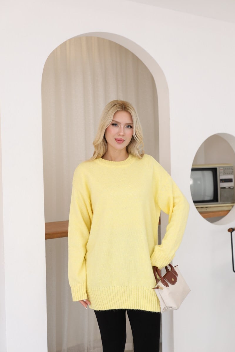 Oversize Ribanalı Triko TunikKADIN TUNİK