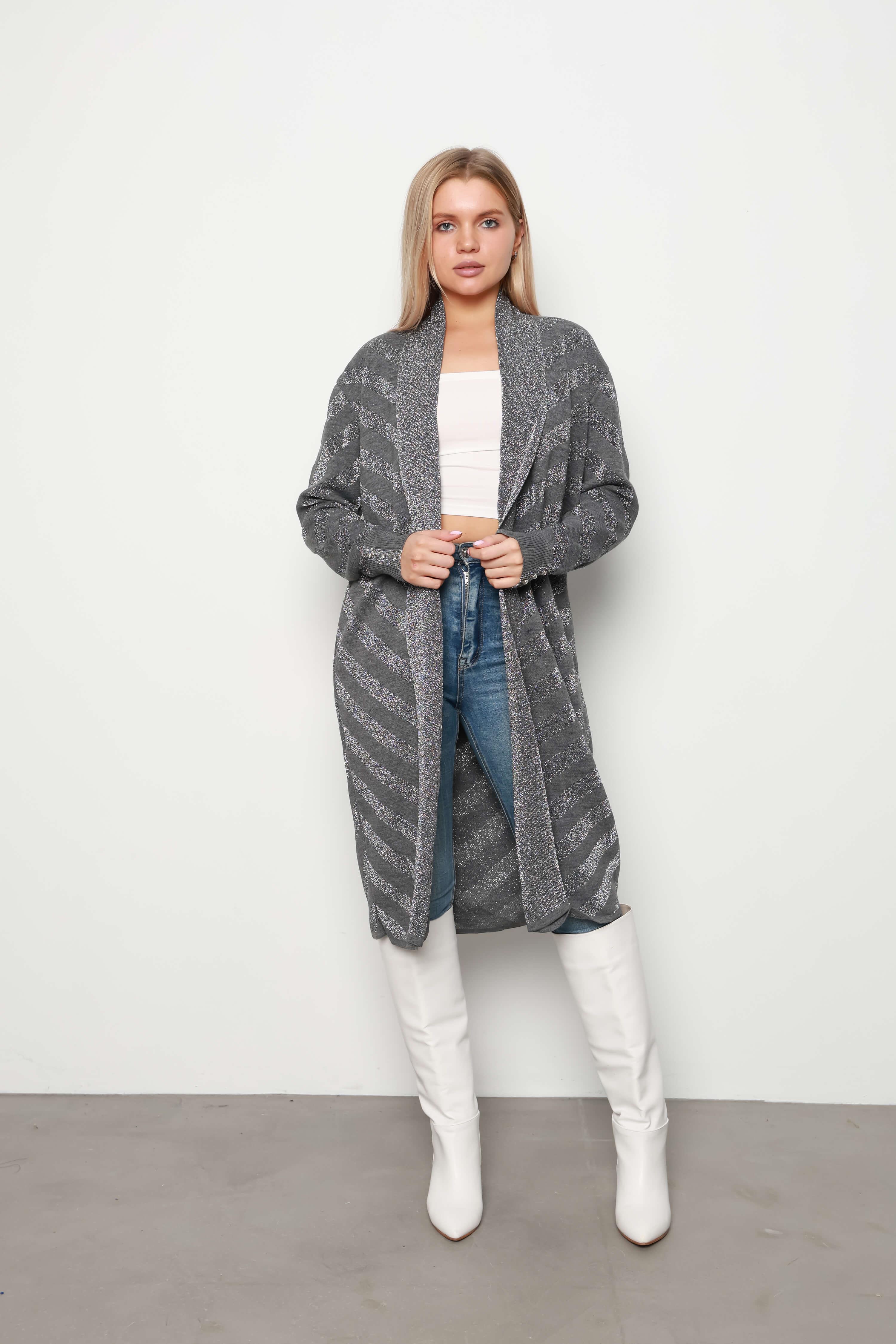 Şerit Simli HırkaKADIN HIRKA