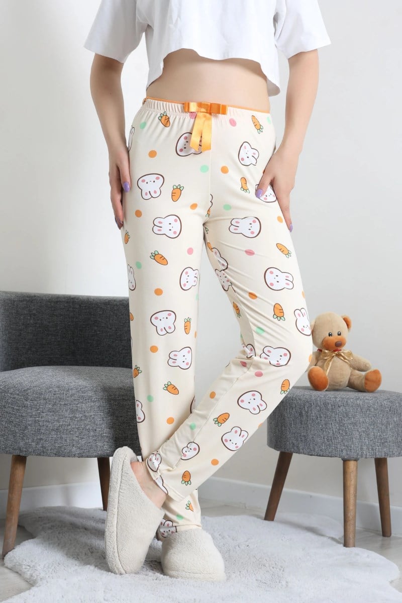 Tavşan ve Havuç Desen Pijama AltıKADIN PİJAMA ALTI