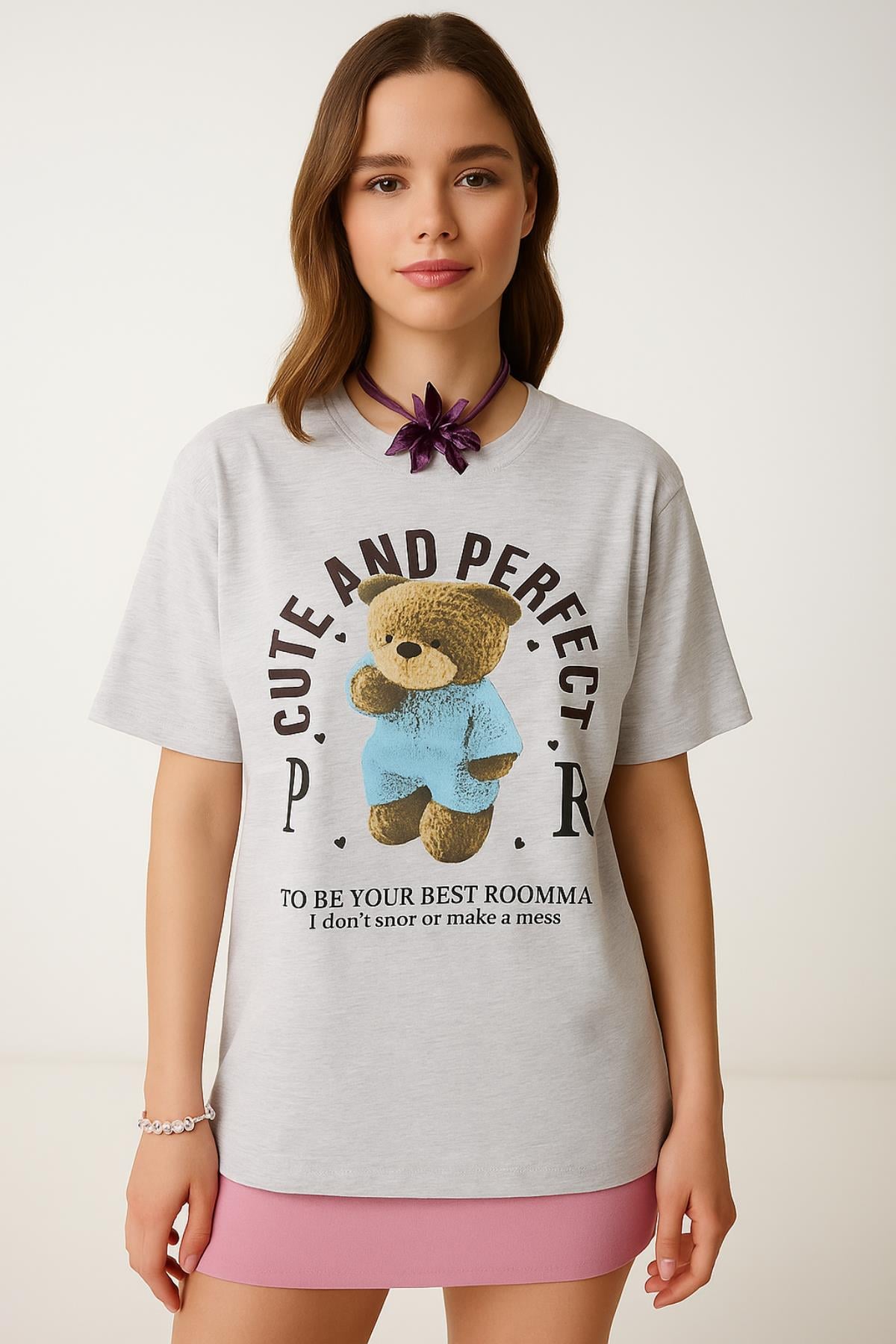 Teddy Bear Baskılı TshirtKADIN T-SHİRT