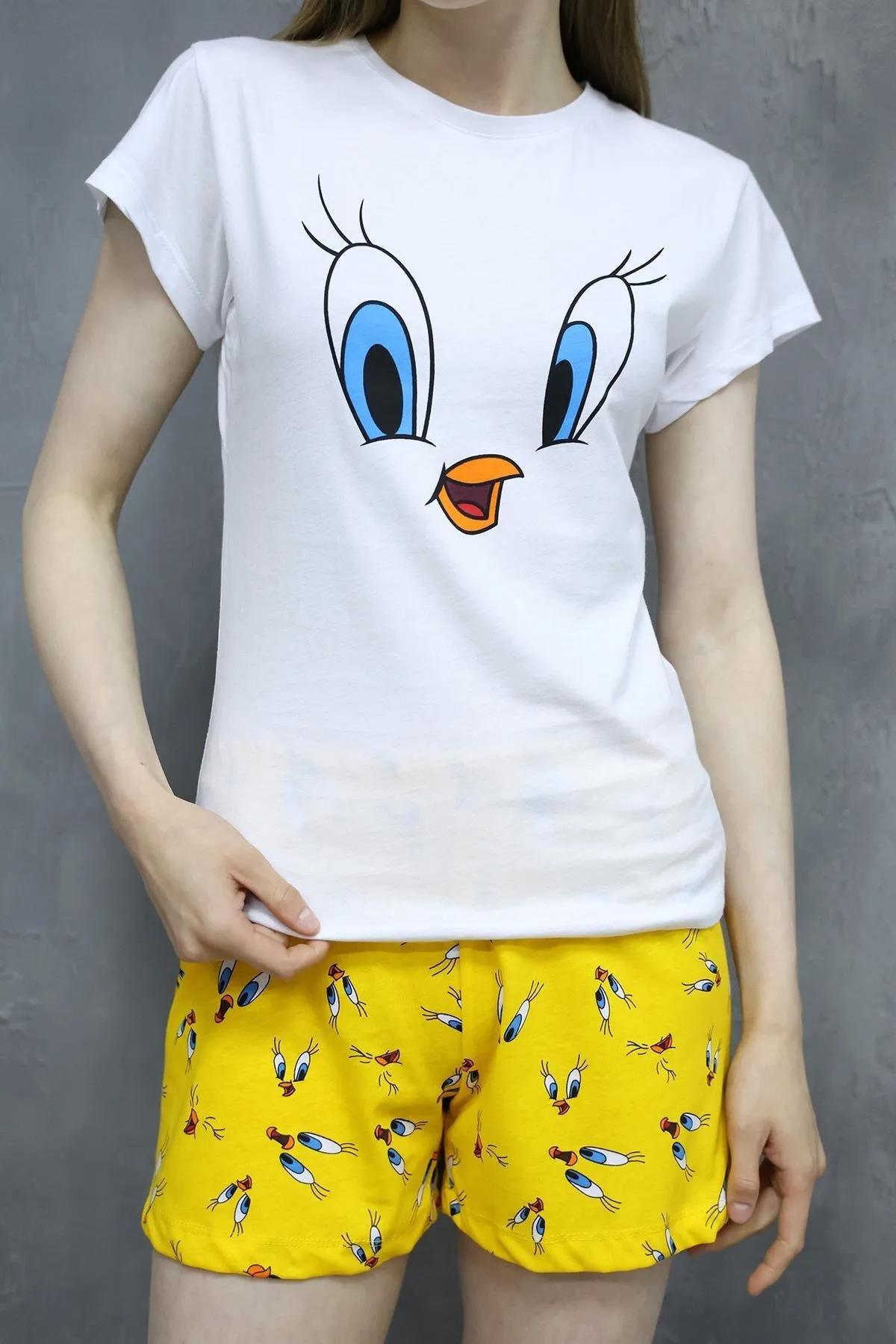 Tweety Baskılı Tshirt Şort Pijama TakımıKADIN PİJAMA TAKIMI