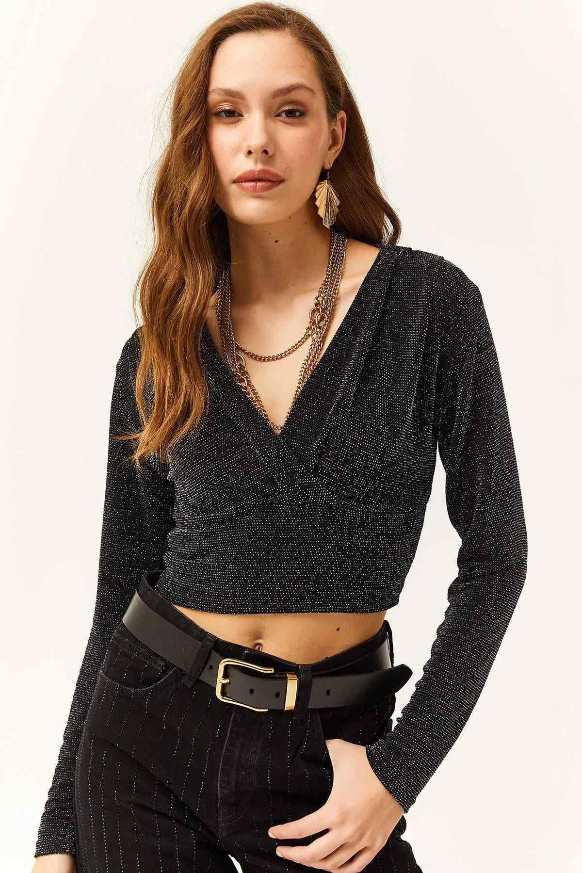 V Yaka Simli BluzKADIN BLUZ