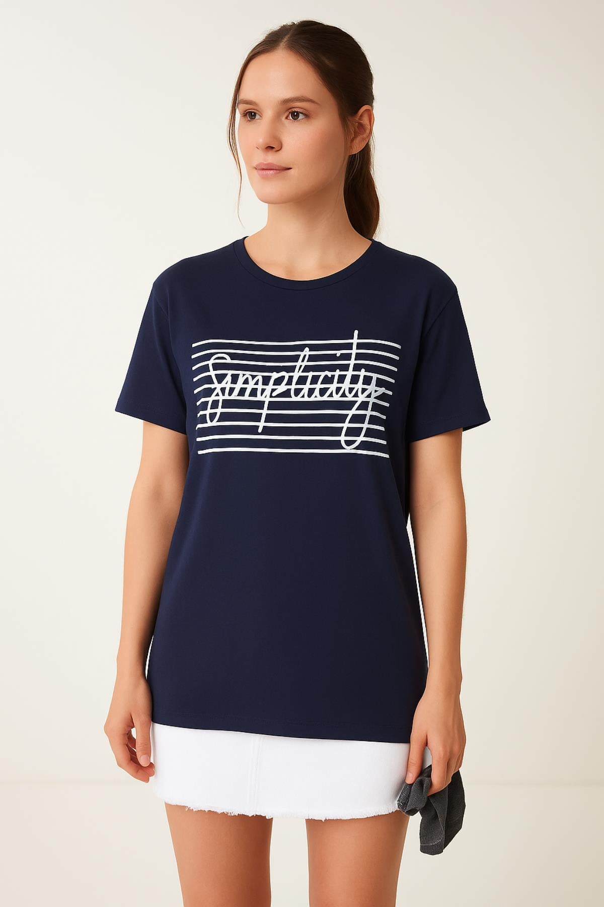 Yazı Baskılı Salaş TshirtKADIN T-SHİRT