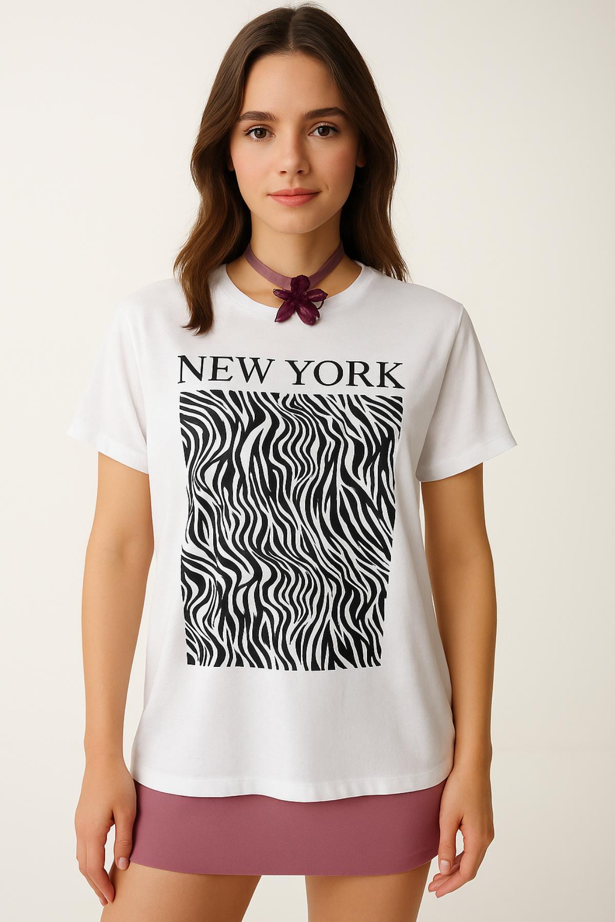 Zebra Desen Baskılı Oversize TshirtKADIN T-SHİRT