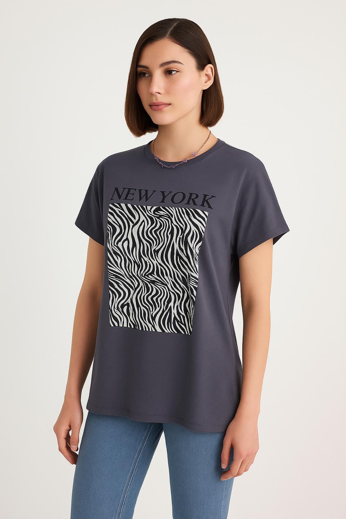 Zebra Desen Baskılı Oversize TshirtKADIN T-SHİRT