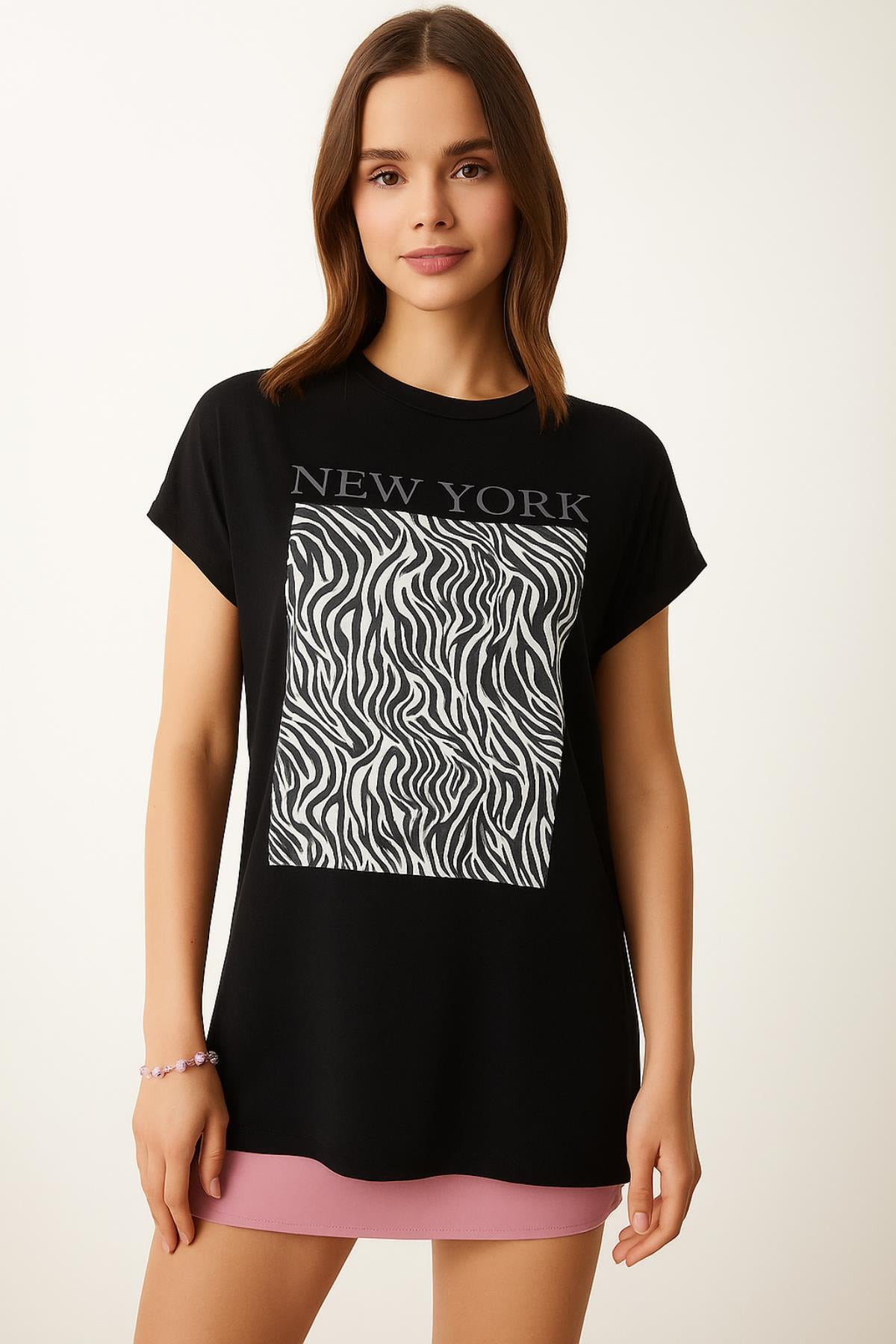 Zebra Desen Baskılı Oversize TshirtKADIN T-SHİRT