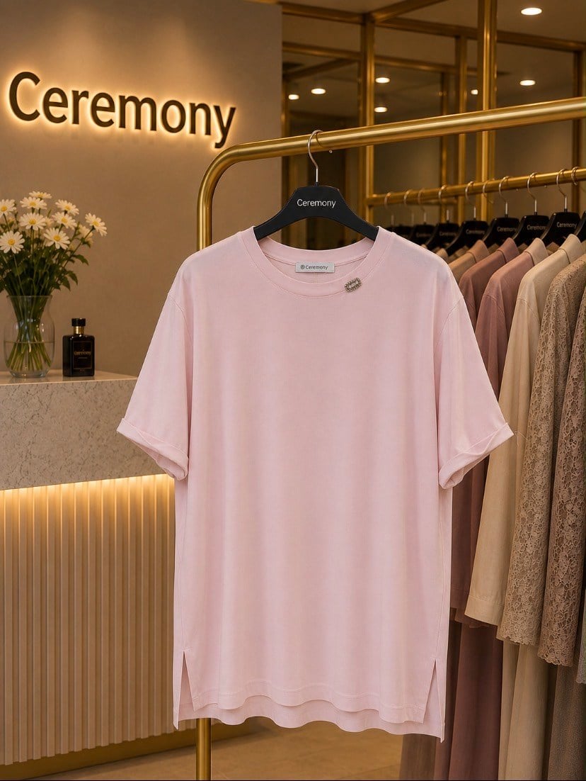 Ceremony Bambu Yakası Taşlı Kısa Kollu T-shirt