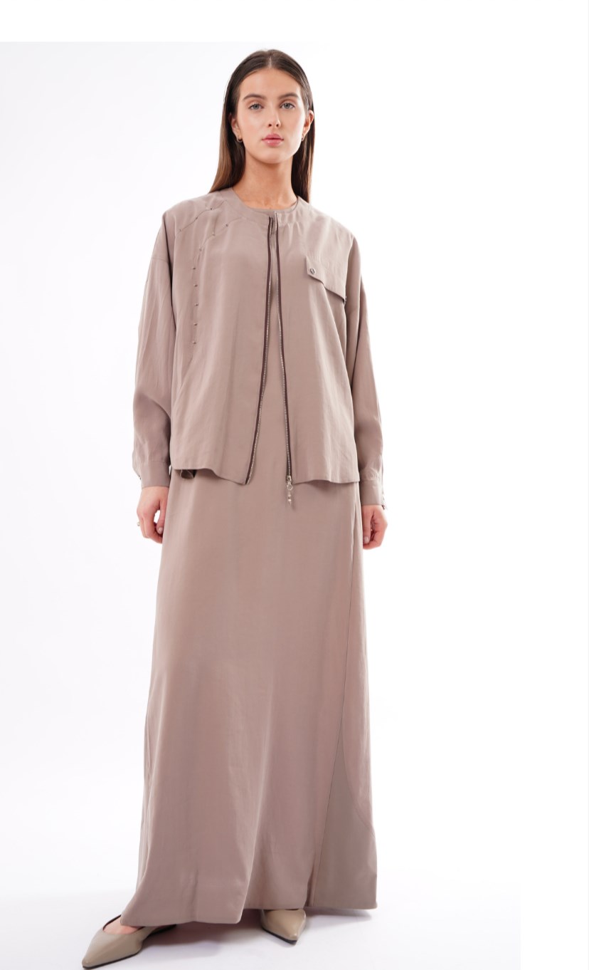 CEREMONY YARASA KOL DETAYLI CEKETLİ ELBİSE