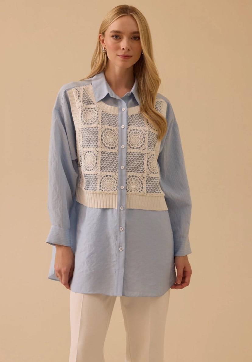 SEÇİL KATMANLI DANTEL DETAYLI MODAL TUNİK