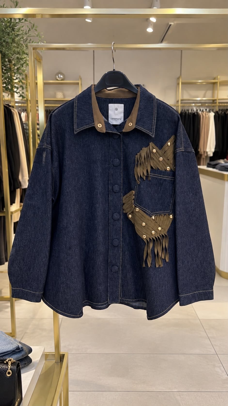 Ceremony Cebi Süet Püskül Detaylı Örme Denim Gömlek